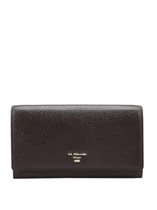 Da Milano Flap Leather Wallet for Women - Brown