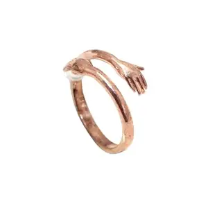 Rajasthan Gems Charm Couple Hug Love Ring Adjustable 925 Sterling Silver Rose Gold Rhodium Women Handmade Gift j532