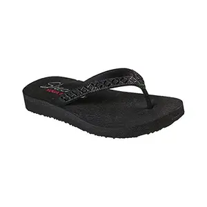 Skechers Womens MEDITATION - X'S AND O'S Black Casual Slippers