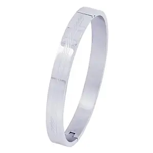 Zivom® Etched Silver Stainless Steel Kada Bangle Bracelet Men
