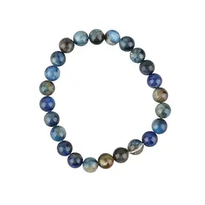 MiracleTouch Crystals Certified Blue Kyanite Bracelet Round Beads 8mm Natural Crystal Stone Bracelet for Reiki Healing and Chakra Balancing (Color: Blue, Unisex Adult)