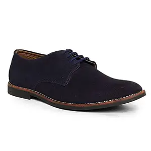 LOUIS STITCH Prussian Blue Italian Suede Leather Shoes Laceup British Style Handcrafted Casual Shoe for Men (Size-6UK) (SUPLBU)