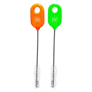 Mee Mee Straw & Teat Cleaning Brush (Green/Orange) (Single Pack, Regular)