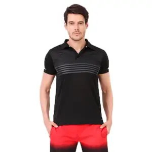 Vector X OMT-155 Men's Polyester Half Sleeve Polo Neck T-Shirt Black