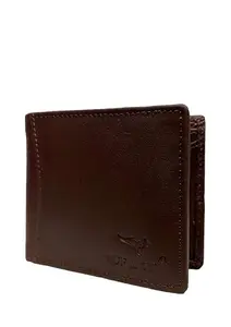 RUF & TUF Men's Genuine Leather Wallet, 12 Card Slots Leather Mens Wallet Purse with RFID Protected Card Holder & Secret Compartment (1107-BR)