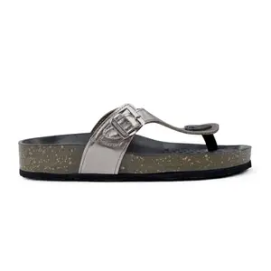 SOLETHREADS ATHENA Flip Flop for Women|Soft Comfortable|Breathable|Fashionable|Stylish|Trendy|Super soft| Lightweight|Anti-Slip Sole|Indoor & Outdoor|Slippers|METALIC SILVER|UK 7
