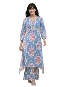 Winza Designer Floral Printed Co ord Set for Women Stylish Poly Rayon Fishtail Cut Tunic Kurta Set with Pant | Trending Party Ethnic Coord Sets for Woman | Plus Size S-6XL
