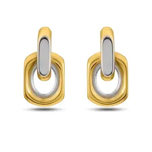 PALMONAS Two-Tone Link Drop Earrings for Women - Gift for Girls & Women,Waterproof & Anti Tarnish Earrings | Women's Jewellery