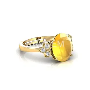 RRVGEM YELLOW SAPPHIRE RING 11.50 Ratti Certified Unheated Untreatet Natural PUKHRAJ RING Gold Plated Adjustable Ring Certified AA++ Natural for Man and Women(Lab - Tested)