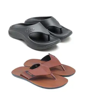 ASIAN Men's Combo Pack of 2 Casual Walking Daily Used Slipper with Lightweight Slip-On Flip-Flop For Men's & Boy's