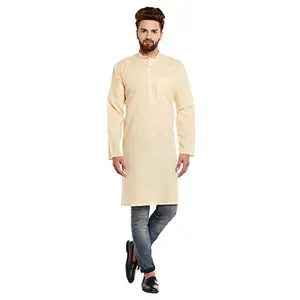 SOJANYA (Since 1958 Men's Yellow Cotton ONLY Long Kurta Size: XL