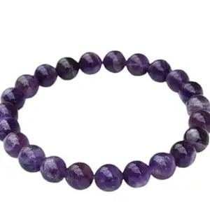 Dine Gems Beautiful Purple Amethyst Round Bracelet Certified Amethyst Bracelet Jamuniya Stone Bracelet Pure Amethyst Crystal Bracelet AAA+++ जमुनिया रत्न ओरिजिनल ब्रेसलेट