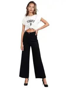 KOTTY Women’s High Waist Denim Jeans | Straight, Relaxed & Wide Leg Fit | Light Blue, Dark Blue & Black | Casual Regular Length Fashion Wear