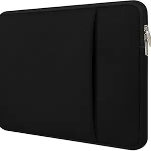 13-13.3" inch Laptop Sleeve case Cover Bag Compatible for All Notebooks Such as Mac Book Pro or Air 2023-2021 M2 M1 with Front Accessories Pocket Neoprene Black