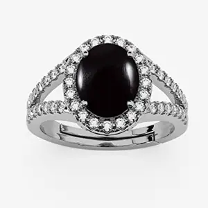 LMDLACHAMA 9.25 Ratti 8.50 Carat Certified Hakik Gemstone Silver Plated Adjustable Ring Oval Cut Gift for Womens And Girls
