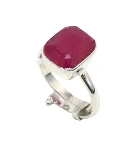 Rajasthan Gems Adjustable Ring 925 Sterling Silver Natural Ruby Gem Stone 6.25 carats Women Handmade Gift i62