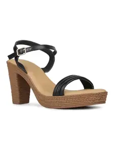 Inc.5 Womens Black Party Wear Solid Round Toe Block Heel Sandals