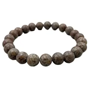 LKBEADS Brown Snowflake Beaded Bracelet for Essential Oils, Birthstone & Best Friend Gift for Him, Handmade Winter Jewelry|8mm Round|Smooth|Brown|SRC_LI_000936