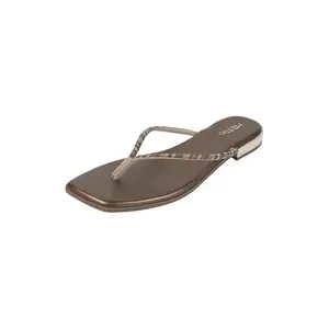Metro Women's Antique Gold Synthetic Flat Slipper UK/7 EU/40 (32-1221)