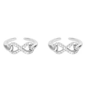 TOUCH925 Stone Infinity Toe Rings | Waterproof and Anti-Tarnish | Pure 92.5 Silver Jewellery for Women | Toe Rings for Women | Bichiya Silver Jewellery