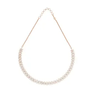 Kushal's Fashion Jewellery White Rose Gold Plated Ethnic Zircon Necklace - 416066