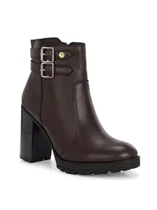 EL PASO Women Brown Faux Leather Casual Chelsea Boots-4