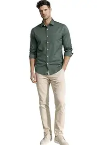 Louis Philippe Men's Slim Fit Easy to Iron Everyday wear Premium Cotton Full Sleeve Solid Formal Shirt