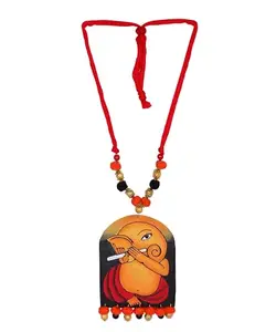 KHOJ.CITY Jewellery Ganapati Mumbai cha Ganesha Traditional Multi Color Handmade & Hand Painted Necklace for Girls & Women (KHJ-AMZ-NP-135)