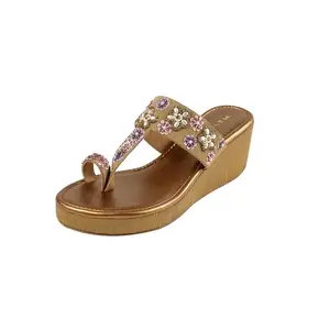 Metro Women's Antique Gold Open Casual - with Platforms UK/3 EU/36(35-2428)