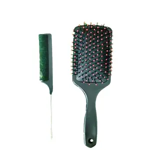ZAUKY 1Pcs Rat tail comb and 1Pcs Paddle Hair Brush with Strong & flexible nylon bristles having Anti static ball tips, For Grooming (Combo Pack)(Multicolor)