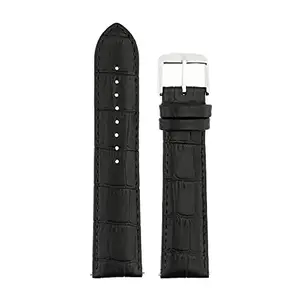 Titan 24 mm Black Genuine Leather Strap for Men