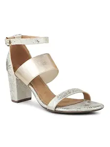 Inc.5 Women Gold Printed Embellished Block Sandals