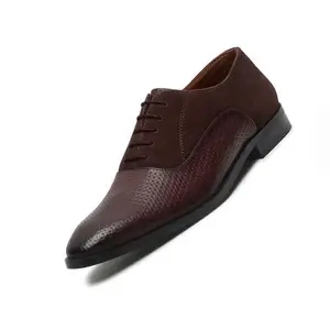 LOUIS STITCH Men's Handmade Brunette Brown Derby Formal Shoes Italian Leather Lace Up Shoes for Men (EUDTSUBB) (Size- 6 UK)