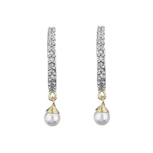 KENNICE Gold-Plated Brass American Diamond Hinged Hoop Earrings Jewellery For Girls & Women
