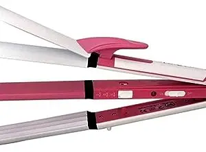 IAS 3 in 1 Hair Styler- Hair Straightener for Women, Hair Curler & Hair Crimper (Pink)