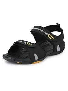 ABROS Men's ASLG0153 Sports Sandals -Black/Mustard-8UK