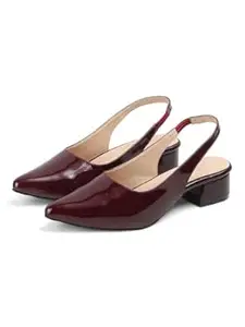 TRYME Women's Elegant Solid Mules Style Block Heel Sandals With Slingback