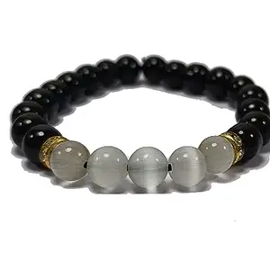 Blackobsdian & Selenite Beads Bracelet Stone for Reiki Healing and Crystal Healing Stone Bracelet