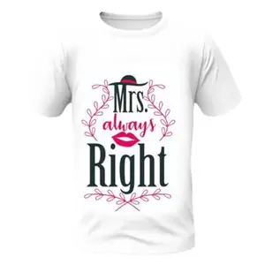 MAYRAS WORLD Mrs. Right Graphic Printed T-Shirt for Women | Regular Fit T-Shirts for Girls | Round Neck Ladies Tshirt | Unisex Dry Fit Stylish Tees for Women and Girls