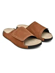 NICO NERINI Men's Hazel Nut Driftas Leather Slide Sandals