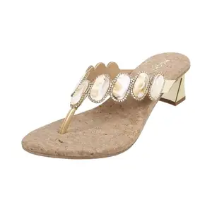 Mochi Women Gold Ethnic Synthetic Sandals Uk/4 Eu/37 (35-817)