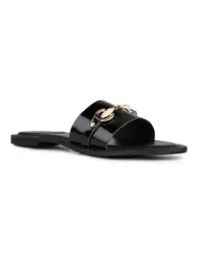 Inc.5 Womens Black Casual Solid Open Toe Flats