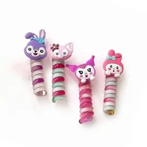 DIVAART 4-Pack Cute Cartoon Hair Clips for Girls | Kawaii Spiral Hair Styling Accessories | Kids Spin Clips for Braids & Ponytails | Fun Party Favor & Return Gift