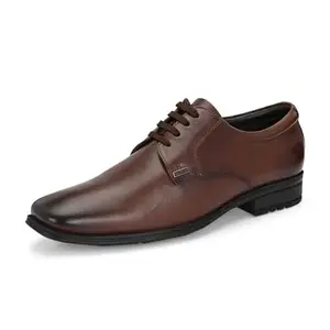 VALENTINO Men's Premium Leather Mocca Lace-Up Formal Shoes | Lightweight PU Sole | Jumbo Sizes 5 UK to 14 UK | (Newgen-55-Mocca-13)