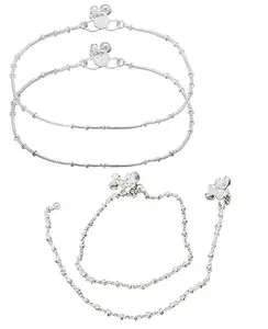 Indian Traditional White Metal Anklets Payal Pair for Women (0017)