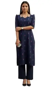 Sun Fashion And Lifestyle Cotton Kurta Sets for Woman | Kurti Set for Womans | Kurti for Womens Latest | Suit for Women |Ethnic Straight Kurta Set with Pants |Salwar Suit for Party Outfits (KP54_Blue)