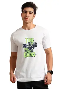 ENCIGER Mens Printed T Shirt Gym Workout Graphic Shirt Cotton Tee Shirt Top (White, S)