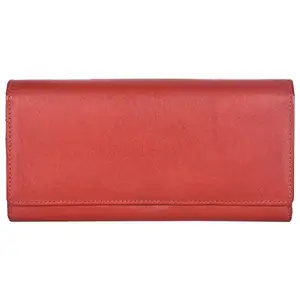 LMN Genuine Leather red Color Wallet for Women 2030_L (9 Credit Card Slots)