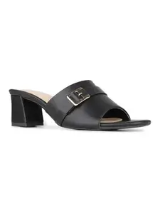 Inc.5 Womens Black Party Wear Solid Square Toe Block Heel Sandals