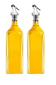 FitsFlair Oil Dispenser for Kitchen 1 Litre Glass - Clear - 1000 ml - Pack of 2